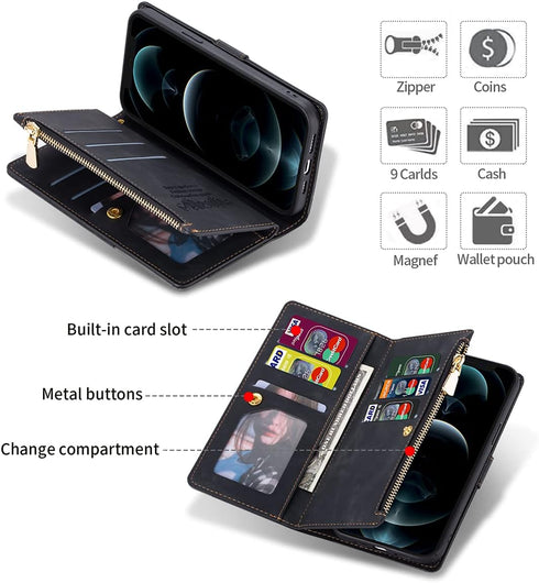 ZCDAYE Case for iPhone SE 2022 5G/iPhone SE 2020/iPhone 7/iPhone 8, Zipper PU Leather (with Wristlet) Phone Case for iPhone SE 2022(SE3)/iPhone SE...