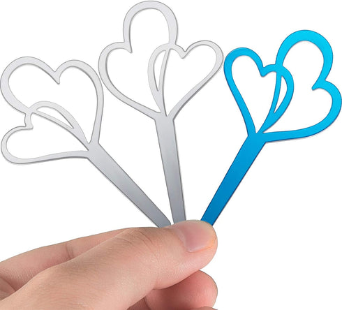 48 Pieces Silver Heart Cupcake Toppers Double Heart Cupcake Picks Love Cake Decorations Engagement Toothpicks for Bridal Shower Wedding Anniversar...