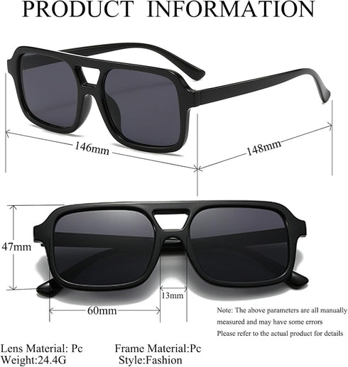Women Retro Square Sunglasses 70s Vintage Aviator Sunglasses Fashion Men Sun Glasses Classic Aviator Shades...