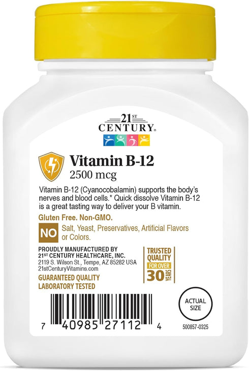 21st Century B 12 2500 mcg Sublingual Tablets, 110 Count...