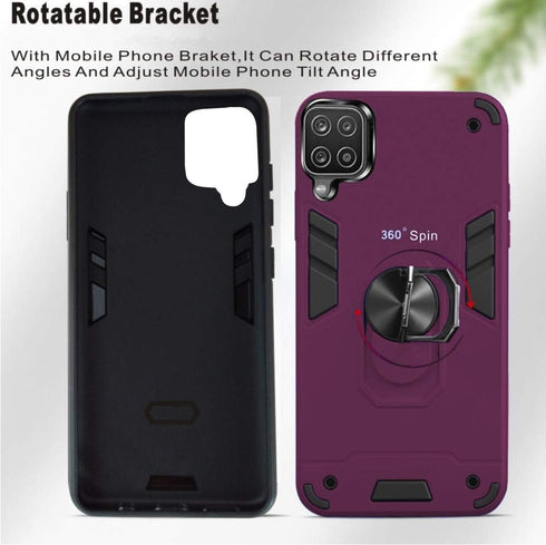 Folmeikat Samsung Galaxy A12 5G Case, 360 Metal Rotating Ring Kickstand Holder Grip Built-in Magnetic Metal Plate Armor Shockproof Flexible Cell P...