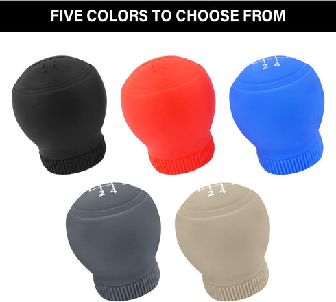 2PCS 5 Speed Car Gear Shift Cover,Anti Slip Silicone Shift Knob Cover Car Decorations Protects Shift Knobs,Universal Manual Shifter Cover Car Acce...