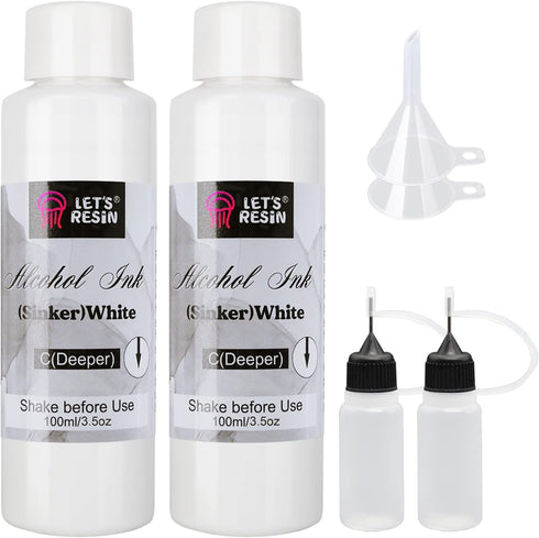 LET'S RESIN White Alcohol Ink for Resin, Alcohol Ink White Colors,2 Bottles Each 3.5oz,Adjustable Alcohol-Based Resin Ink,White Resin Pigment for ...