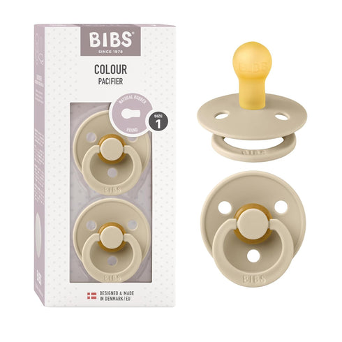BIBS Pacifiers Colour Collection | Natural Rubber Baby Pacifier | Round Nipple | Set of 2 BPA-Free Soothers | Made in Denmark | 0+ Months (Pack of...
