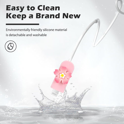 Cable Protector Compatible for iPhone Charger Cover Cute Kawaii Pink Cherry Blossoms Flowers Design,Data Line USB Wire Cable Saver Phone Charging ...