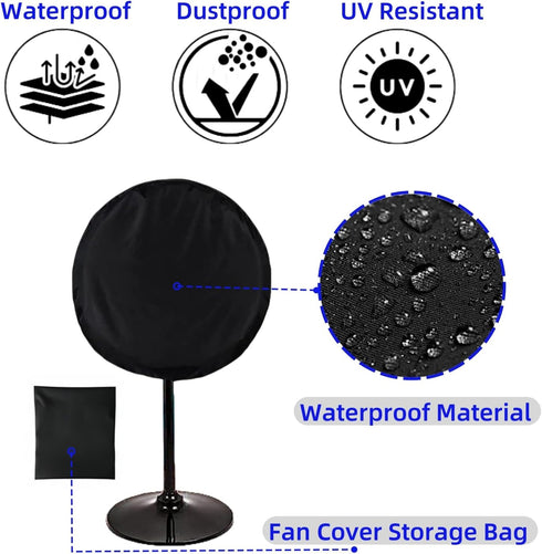 Outdoor Fan Cover, Waterproof & Dustproof Fan Cover Fit for Most 24" & 30" Large Stand up Pedestal Fan and Wall Mount Industrial Fans (Fit 30" Fan...