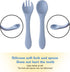 Suction Plates for Baby,4 pcs Divided Placemat Dish for Toddlers and Kids,Baby Spoon Fork Set for Toddlers,Silicone Plates for Kids (Blue)...