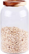 Large Glass Food Canisters, 93 FL OZ(2750ml) Kitchen Serving Stoarge Container with Airtight Wooden Lids, Cereal Dispenser Jars for Spaghetti Past...