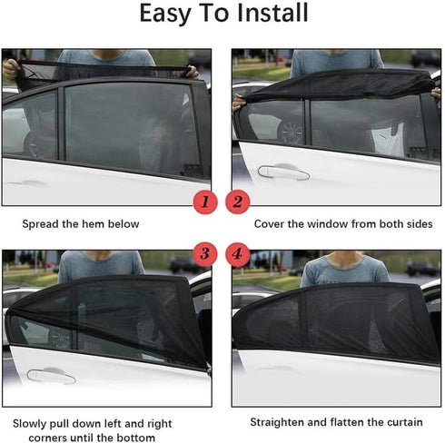 2Pcs Car Window Shade for Baby Universal Fit Adjustable Shade Breathable Mesh Car Curtains Window Net C a r Rear Door Outdoor Camping Netting (XL)...