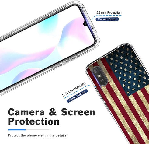 Case for Redmi 9A M2006C3LG/Redmi 9i M2006C3LII Case with Tempered Glass Screen Protector, Full Body Cute Floral Bumper Shockproof Protective Phon...