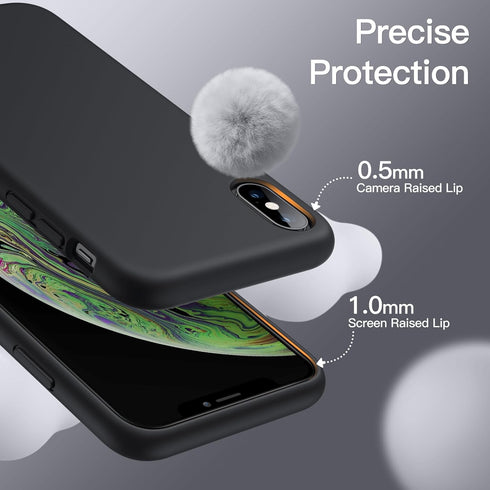 JETech Silicone Case for iPhone X, iPhone Xs, 5.8-Inch, Silky-Soft Touch Full-Body Protective Case, Shockproof Cover with Microfiber Lining (Black...