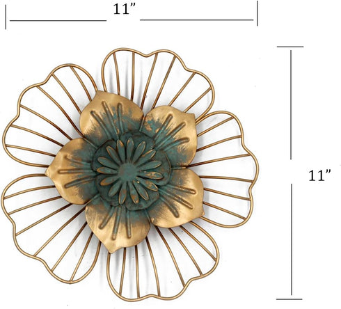Funerom Golden Floral Wall Decoration Metal Flower Wall Decor 11x1.5x11 inches...