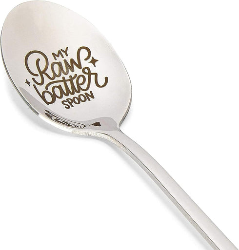 Engraved Stainless Steel Spoon with Gift Box, My Raw Batter Spoon (7.8 In)...