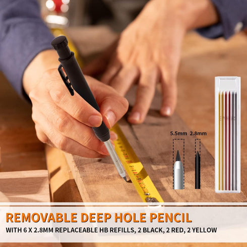 Multi-Function Scribing Tool, Construction Aluminum Alloy Scribe Tool with Deep Hole Pencil for DIY Woodworking, Compass Contour Gauge, Floor Corn...
