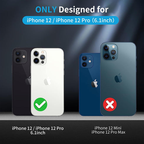 for iPhone 12 Phone Case, Shockproof for iPhone 12 Pro Case, Military Grade Drop Protection, Protective Hard Back Slim Translucent Case for iPhone...