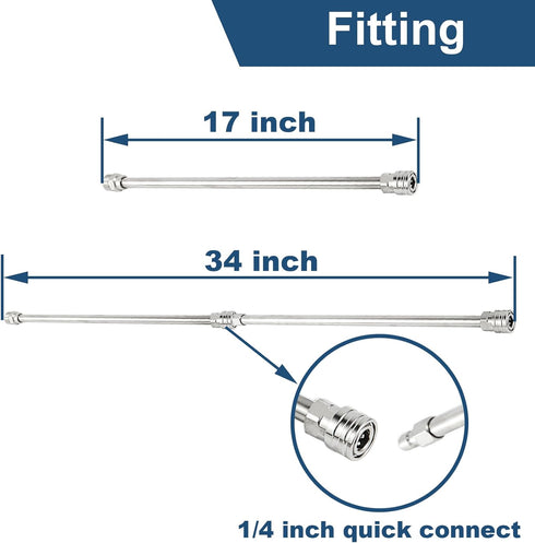 Pressure Washer Extension Wand Set Upgraded, Replacement Lance for Power Washer, M22 to 1/4 Inch Quick Connect, Stainless Steel, 2 Pack, Each 17 I...