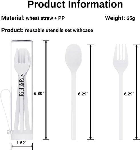 Rich&Ray Travel Utensils Set with Case, Reusable Picnic Accessories Fork and Spoon, Cutlery Set Eco-Friendly for Adults Travel Picnic Camping Uten...