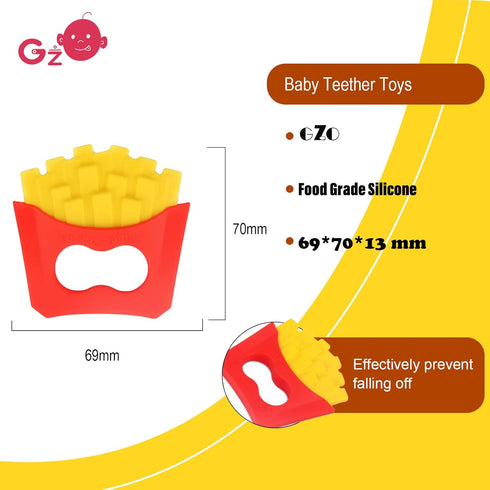Teething Toys for Babies Soothe Teething Pain and Itching Gums, Food Grade Silicone Teethers for Babies 0-6 Months/6-12 Months, (Fries)...