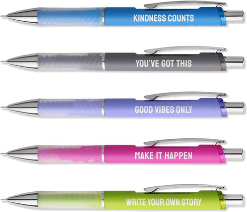 Canopy Street Multi Color Motivational Gel Pen Set / 5 Black Ink Gel Glide Pens/Encouraging Colorful Office Supplies/Teacher Thank You Appreciatio...