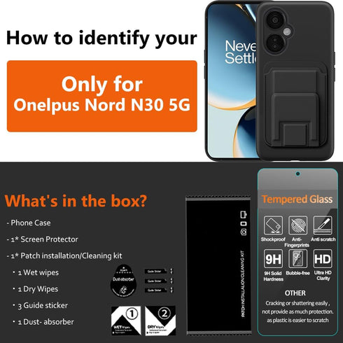 Case for OnePlus Nord CE3 Lite/Nord N30 5g Phone Case with Tempered Glass Screen Protector, Folding Kickstand/Stand Wallet Case Card Holder/ Slots...