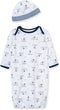 Little Me Clothes for Baby Boys' 2-Piece Nightgown and Cap Set 100% Cotton with Elastic Bottom, Baby Essentials, 0-3 Months...