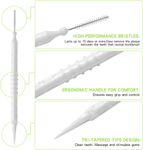 Toothpicks Interdental Brushes Picks,Double-Ended Soft Bristle Dental Floss Picks Brushpicks Teeth Cleaning Tool Portable Oral Care Tooth Picks 40...