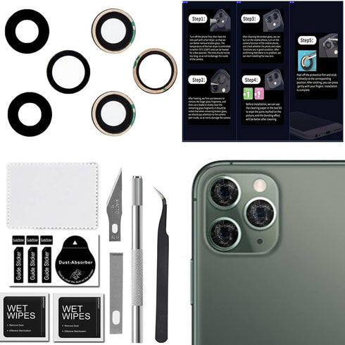 2PCS GEILIFIX Back Rear Camera Lens Sapphire Glass Replacement for iPhone11pro 5.8 inch and iphone11promax 6.5 inch with Preinstalled Adhesive Rep...