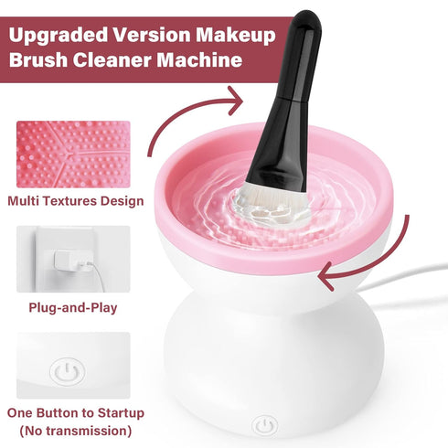 Makeup Brush Cleaner Machine, Electric Makeup Brush Cleaner Machine, Quick & Efficient Cleaning for Makeup Brush, Makeup Sponge, Double Brush, Mot...