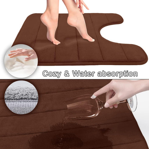 Yimobra Memory Foam Toilet Bath Mat U-Shaped, Soft and Comfortable, Super Water Absorbent, Non-Slip, Machine Wash and Easy to Dry for Bathroom Com...