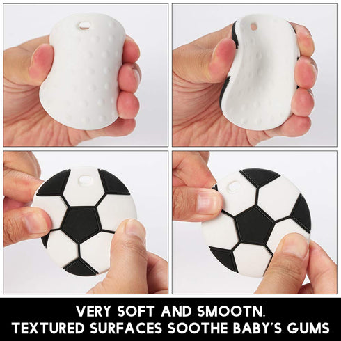Baby Sport Teething Toys,BPA Free Food Grade Silicone Teether,Highly Effective Pain Relief for Boy and Girl,Freezer Safe Teething Egg (Soccer Ball...