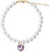 Pearl Collar for Cats Pearl Dog Collar Heart Shape Rhinestone Necklaces for Small Dogs Collar Accessories Cat Pearl Collar (Large, Violet)...