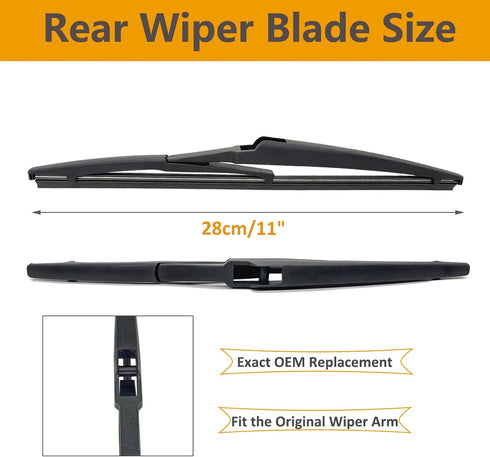 2 Pack Rear Wiper Blades for Jeep Grand Cherokee 2014-2022 / Hyundai Accent 2012-2022 / Toyota Prius V 2012-2019 / Kia Soul 2010-2019/ Hyundai Kon...