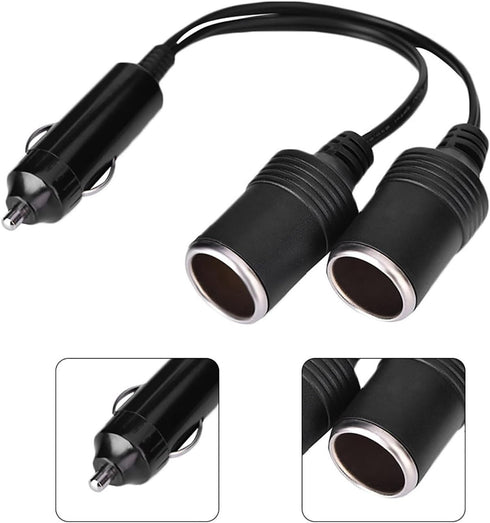 Dual Double Socket 12v Car Cigarette Lighter Adapter Car Cigarette Lighter Splitter 13×9×5 12v 24v Car Charger Plug Male to 2-Way Female Cigarette...
