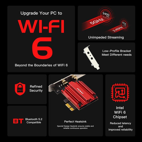 AX3000 WiFi 6 PCI-E WiFi Card AX200 Desktop WiFi Bluetooth 5.2 PCIe Wireless Network Adapter 3000Mbps 802.11AX AX200 Dual Band MU-MIMO for PC Wind...