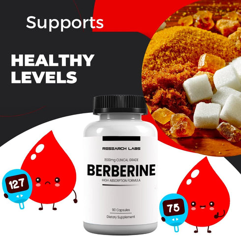 Research Labs 2 Fer 1 Ad - 1500mg Clinical Grade Berberine High Absorption Formula & BerberQuil™ Support. 180 Total Capsules...