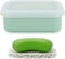 Travel Soap Case, Leak Proof Travel Soap Container, Silicone Soap Box with Drainage Layer, Shatterproof Soap Holder for Travel, Camping, Gym (Gree...