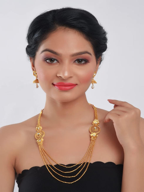 Efulgenz Indian Gold Tone Bollywood Multi Layered Traditional Beaded Wedding Temple Necklace Earrings Jewelry Set for Women...