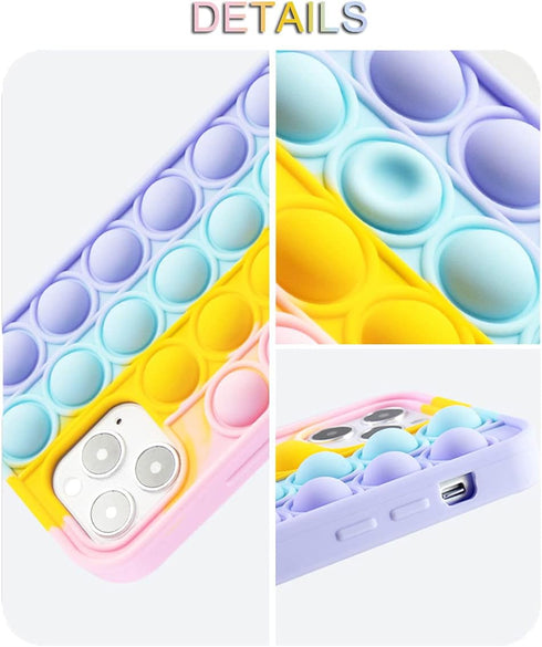 Pop It Phone Case for iPhone 7/6 Plus,Stress Reliever Push Pop Bubble Fidget Toys Cover,Cute Funny Soft Silicone Protective Shell for iPhone 8 Plu...