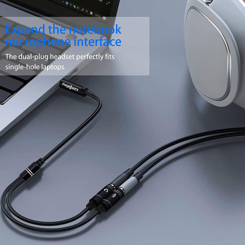 3.5mm Mic and Headphone Jack Splitter, Audio Y Splitter Adapter Extension Cable for Gaming PC, PS5, PS4, Xbox Series X, One S, Tablet, Mobile, Gam...