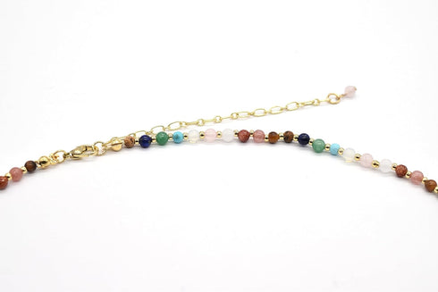 Boho 7 Chakra Natural Stone Jaspers Tube Beads Choker Necklace, Beaded Gemstone Necklace for Women, Colorful Boho Bead Choker Necklace Natural Sto...