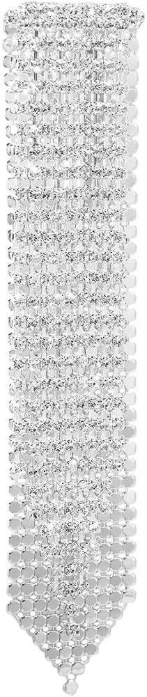 Rosemarie & Jubalee Women's Stunning Silver Tone Mesh And Sparkling Crystal Rhinestone Fringe Tie Pin Statement Making Brooch, 5.25"...
