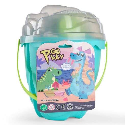Dinosaur Beach Toys and Sand Tools Kids Set - Outdoor & Travel Fun for Toddlers, Boys or Girls with Dino Bucket for Sand Castle Building Kit - 21 ...