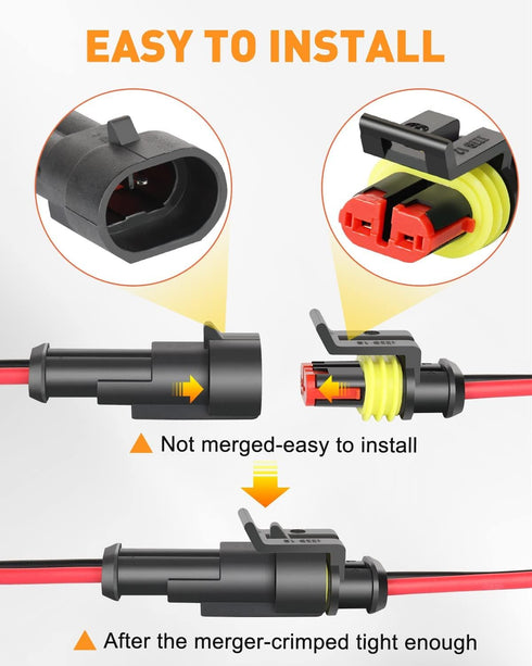 NAOEVO 2 Pin Connector Waterproof?16 AWG 2 Wire Connectors, Automotive Electrical Connectors Male And Female Way With Heat Shrink Tubing For Car T...