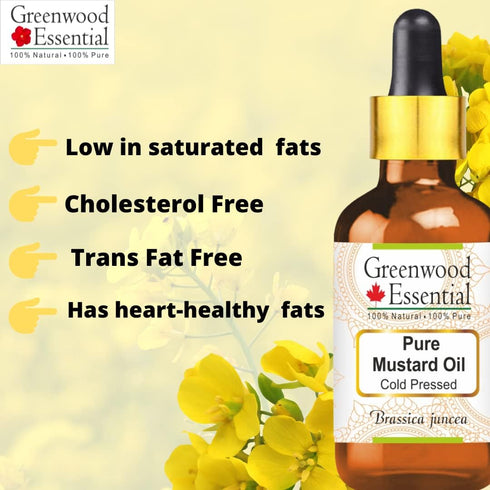 Pure Mustard Oil (Brassica juncea) with Glass Dropper 100% Natural Therapeutic Grade Cold Pressed for Personal Care 50ml (1.69 oz)...