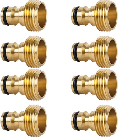 Garden Hose Quick Connector Male Hose End Adapters Solid Brass 3/4 inch GHT Thread Water Hose Fitting Repair Replacement, Male Only, Pack of 8...