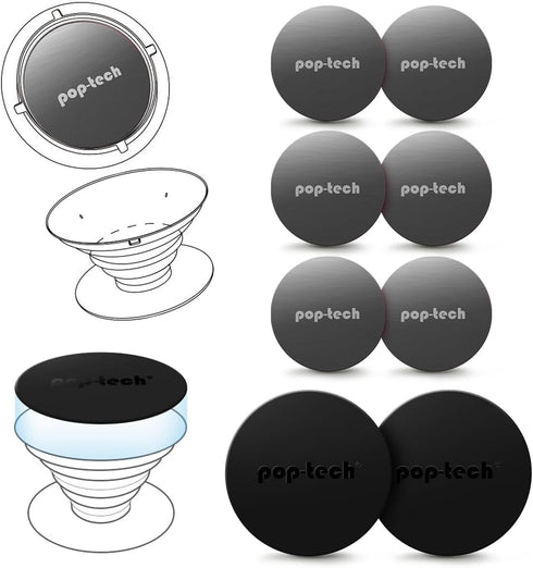 Metal Plate for Phone Magnet, 8 Pack Replacement Magnet Disc Magic Mount Plate with Adhesive Backing for Socket Grips & Magnetic Car Holder Cradle...