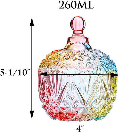 Danmu Colorful Glass Storage Jar with Lid, Candy & Cookie Jar, Jewelry Box, Buffet & Biscuit Containers (260ml / 9oz)...