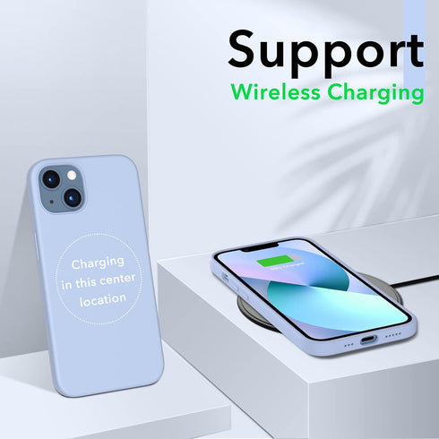 ORNARTO Compatible with iPhone 13 Case 6.1, Slim Liquid Silicone 3 Layers Full Covered Soft Gel Rubber Phone Case Protective Cover 6.1 Inch-Light ...