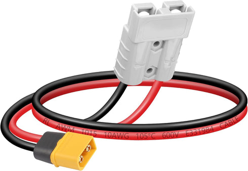 SinLoon 50AMP 600V Battery Adapter Cable 10AWG ADS Plug Connector to XT60 Male Cable 11.8inch (30CM XT60 Male)...