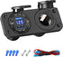 Cigarette Lighter Socket 12V Power Outlet, Qidoe Aluminum 40W Dual QC3.0 USB Charger Socket with LED Voltmeter Switch,150W DC Lighter Socket Water...
